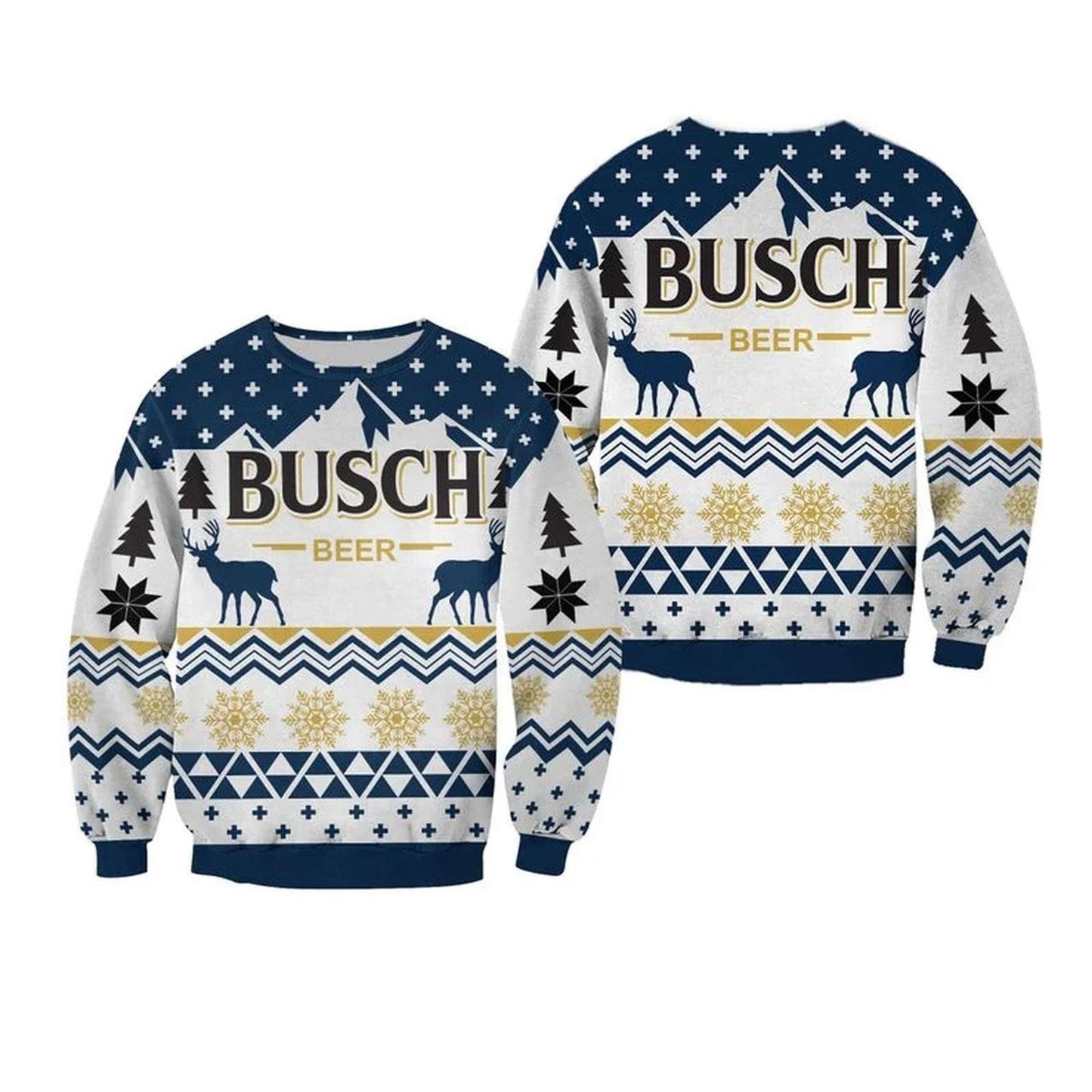 Unisex Busch Beer 3D Ugly Christmas Sweater For Men & Women Christmas Gift Sweater BH1316 - WeCustomit