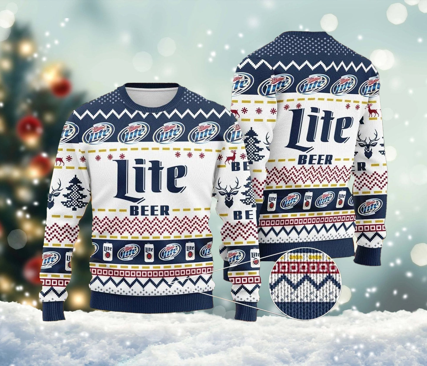 Mil-ler Lite Beer Ugly Christmas Sweater, Beer Logo Ugly Sweater, Mil-ler Lite All Over Print Sweatshirt, Beer Lover Gift, Christmas Gift - WeCustomit