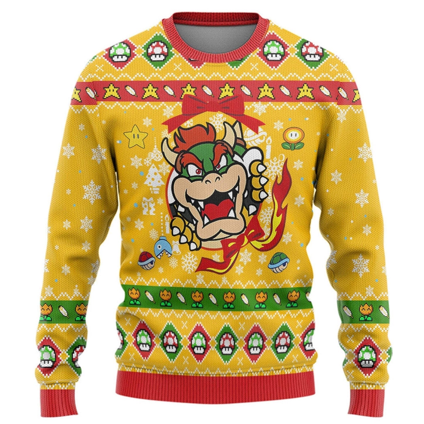 Su-per Ma-rio Bow-ser Funny Ugly Christmas Sweater For Men & Women Christmas Gift Sweater PT1414 - WeCustomit