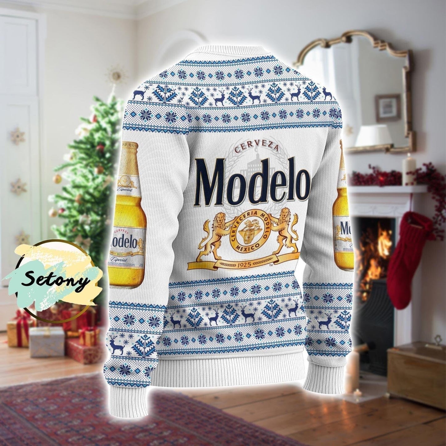 Christmas Modelo Sweater, My Blood Type Is Modelo Sweater, Modelo Ugly Sweater, Modelo Ugly Christmas Sweater, Modelo Christmas Sweater - WeCustomit