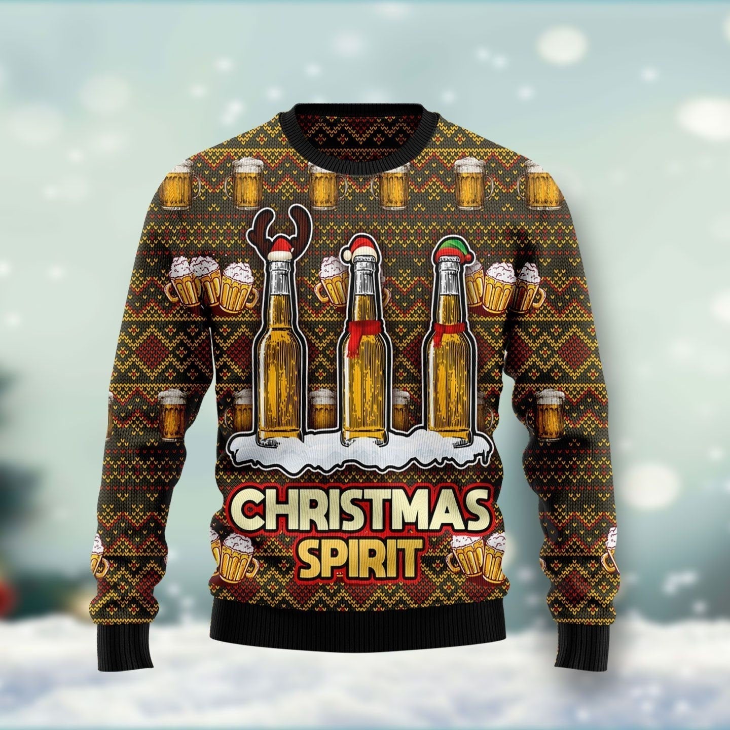 Spirit Beer Ugly Christmas Sweater, ugly Christmas sweater women funny, Ugly Christmas sweater men funny For Men & Women - WeCustomit