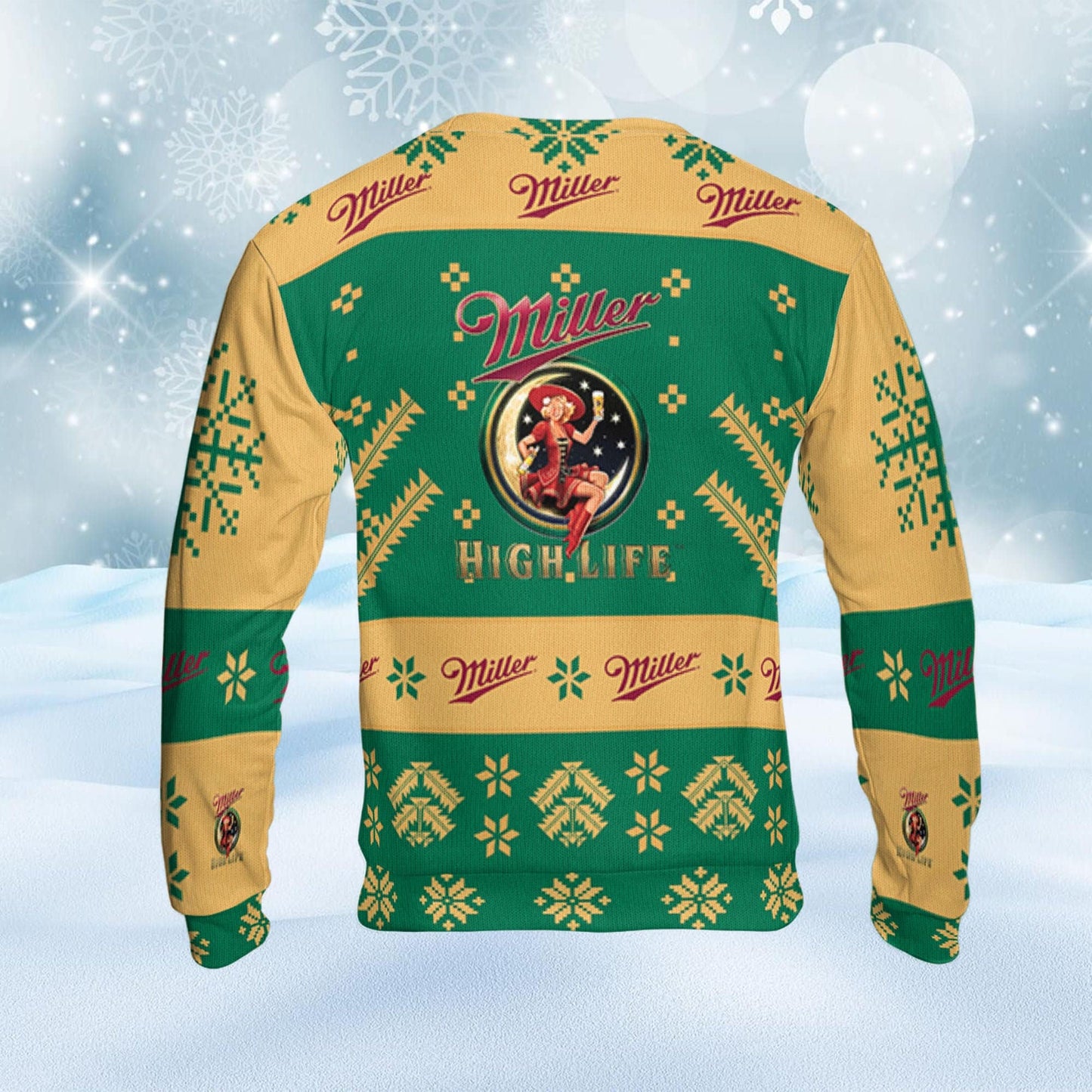 Miller High Life Ugly Sweater Snowflakes Beer Loves ugly Gift, Christmas gift, Miller High Life ugly sweater gift for Dad - WeCustomit