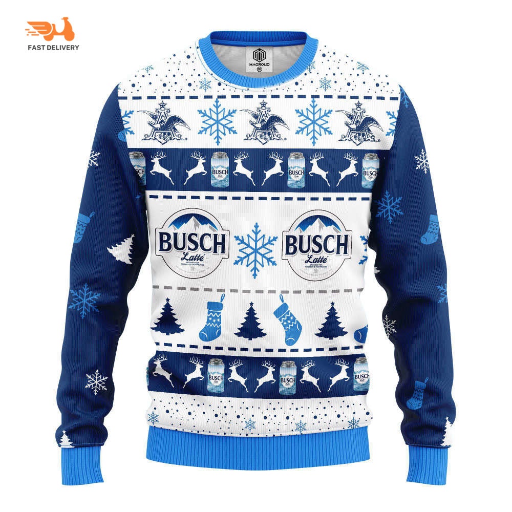 Get Festive with Busch Latte Beer Ugly Christmas Sweater - WeCustomit
