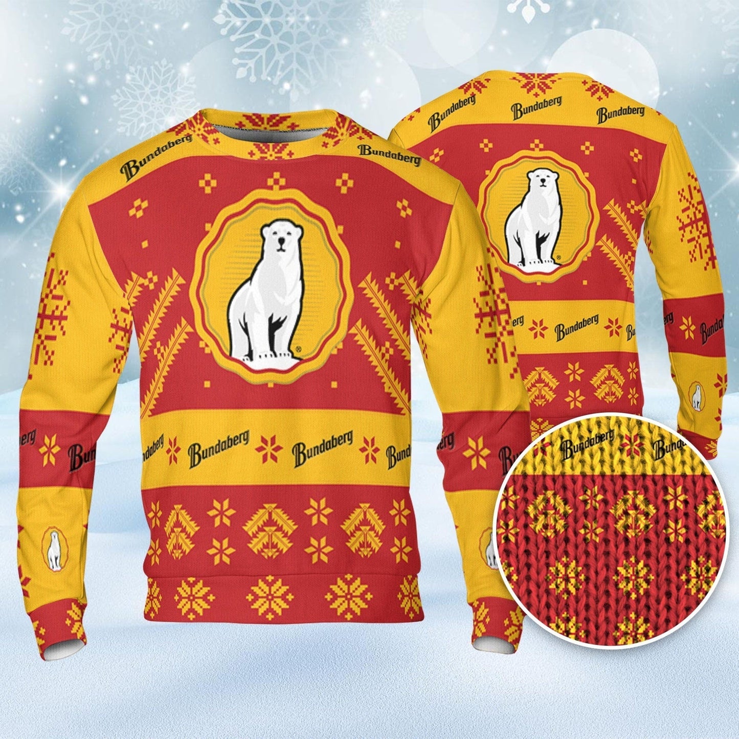 Bundaberg Ugly Sweater Snowflakes Beer Loves ugly Gift, Christmas Sweatshirt, Bundaberg ugly sweater gift for Dad - WeCustomit