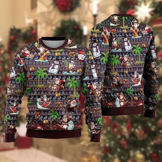 Santa Claus Xmas Pattern Ugly Christmas Sweater For Men & Women Christmas Gift Sweater US3823 - WeCustomit