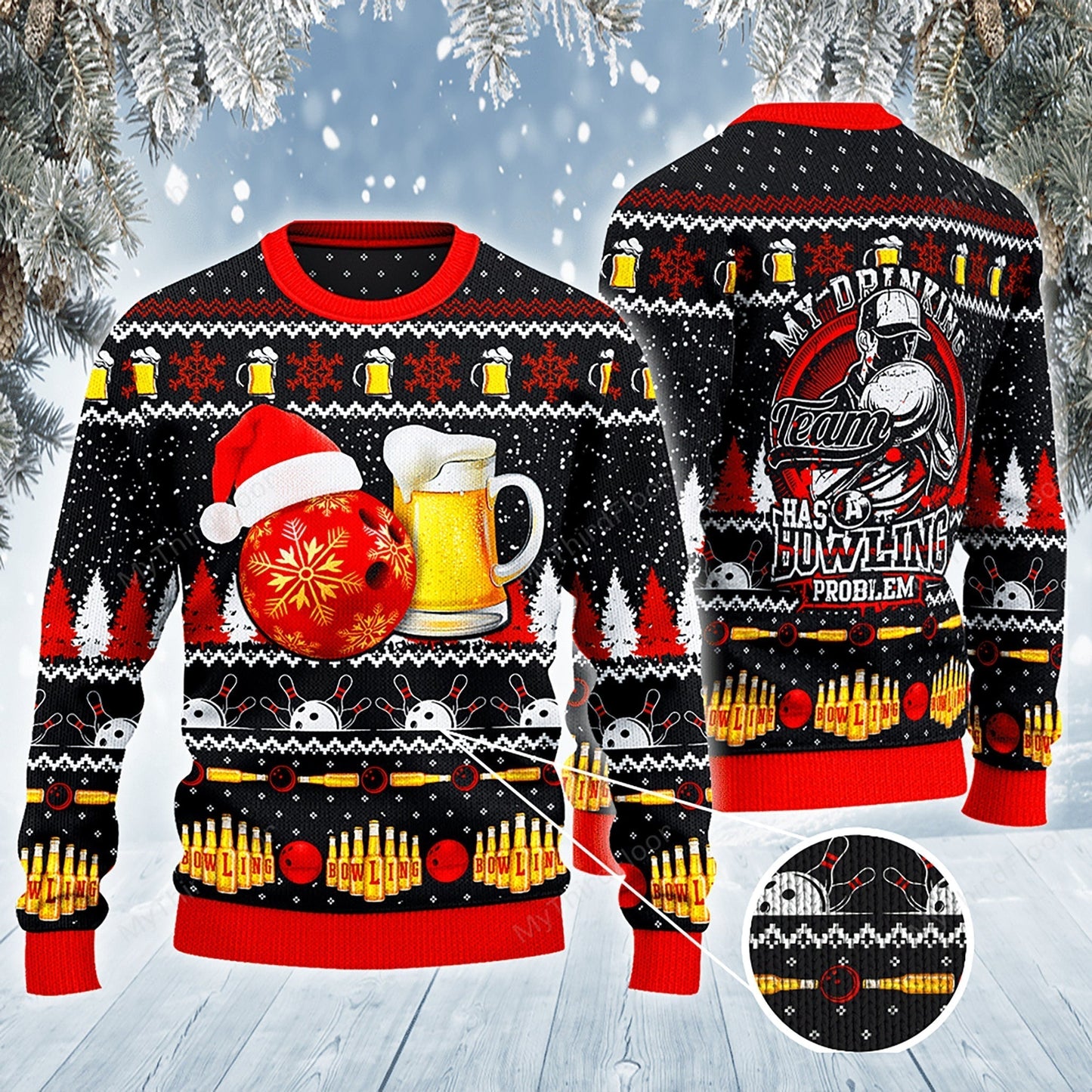 Bowling And Beer Lovers Gift All Over Print Sweater, Christmas Ugly Sweater, Christmas Gift, Gift Christmas, Sweater Christmas,Sweater Gift - WeCustomit