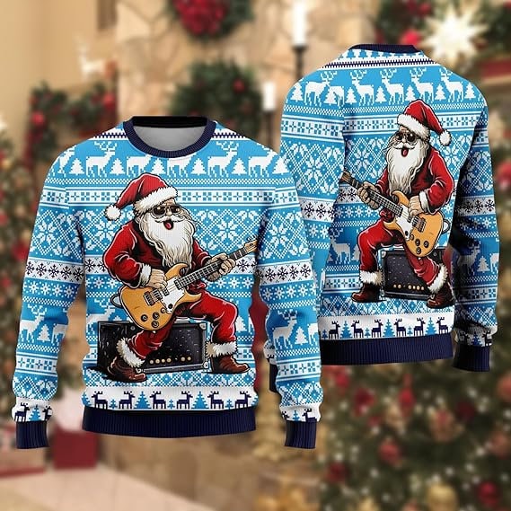 Santa Claus Music Ugly Christmas Sweater For Men & Women Christmas Gift Sweater US3829 - WeCustomit