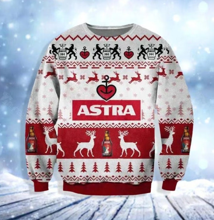 Astra Beer Ugly Christmas Sweater, Merry Christmas Sweater 2023, Gift For Christmas, Gift Friends Xmas, Love Merry Christmas, Xmas Gift - WeCustomit