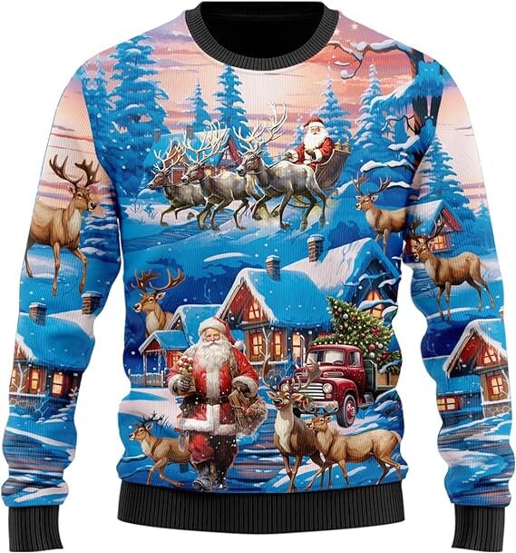 Rudolph Santa Claus Reindeer Gift Ugly Christmas Sweater For Men & Women Christmas Gift Sweater US3800 - WeCustomit