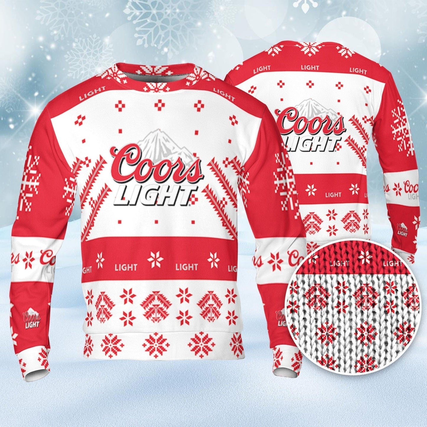 Coors Light Ugly Sweater Snowflakes Beer Loves ugly Gift, Christmas Sweatshirt, Coors Light ugly sweater gift for Dad - WeCustomit