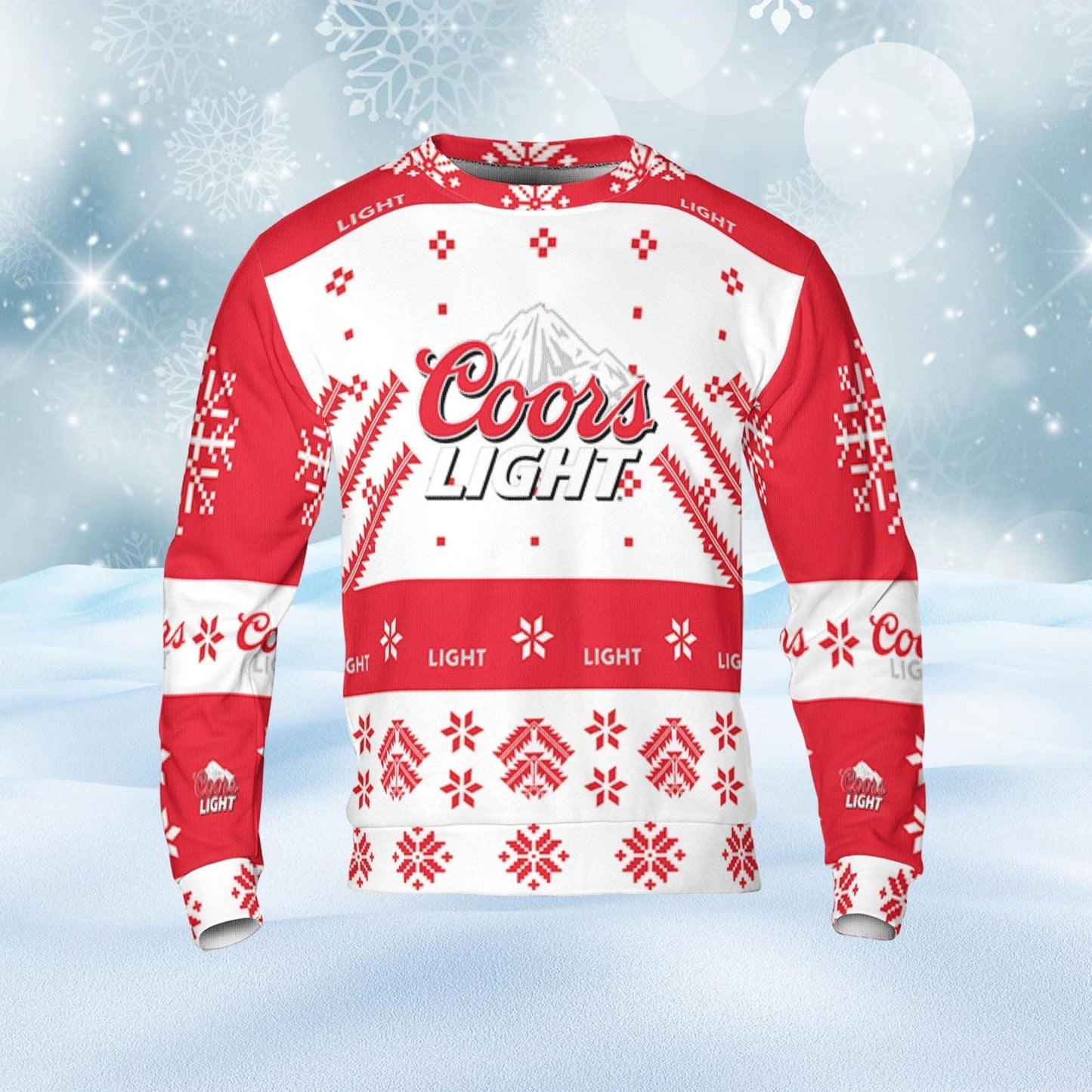 Coors Light Ugly Sweater Snowflakes Beer Loves ugly Gift, Christmas Sweatshirt, Coors Light ugly sweater gift for Dad - WeCustomit