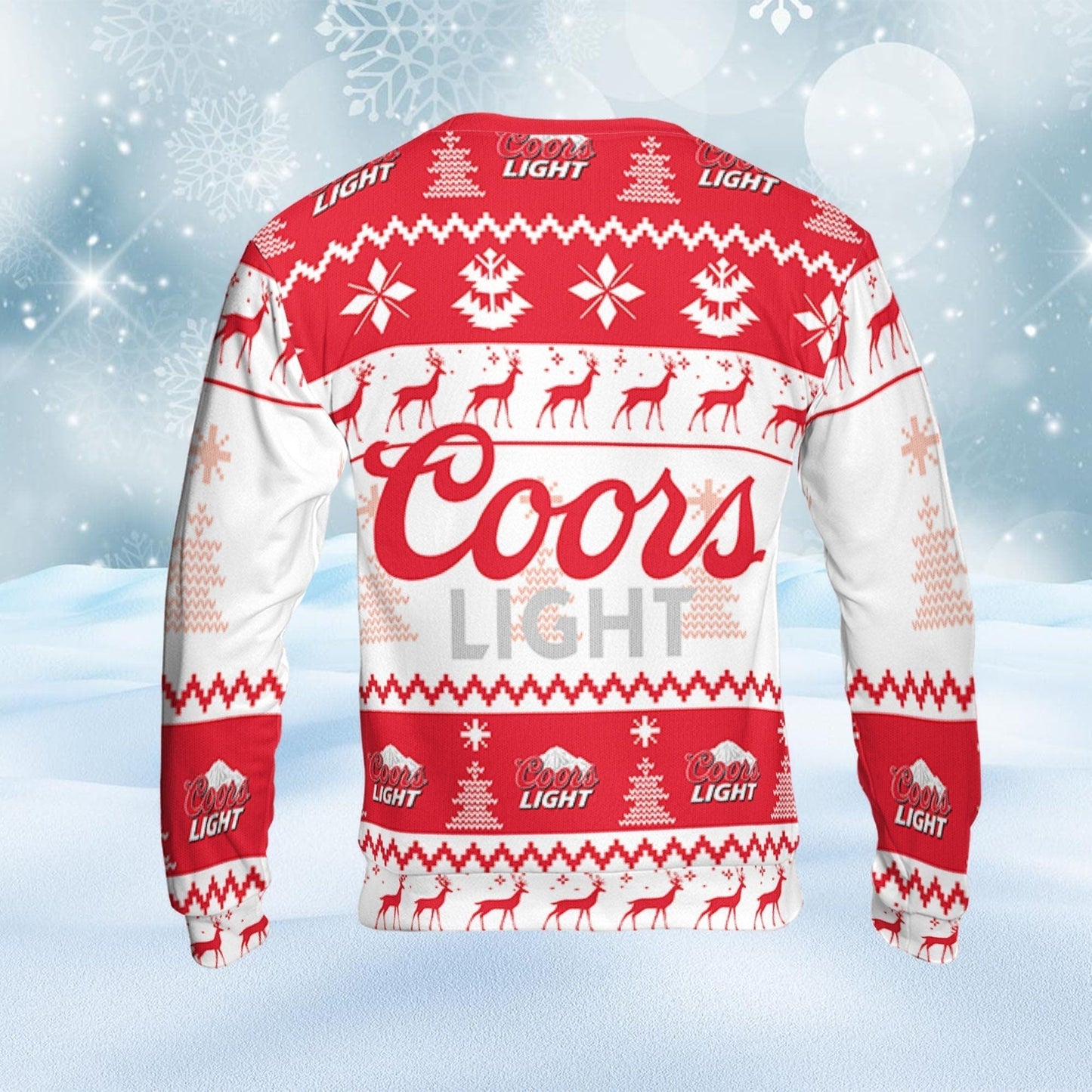Coors Light Ugly Sweater Pine Trees n Reindeer Beer Loves ugly Gift, Christmas Sweatshirt, Coors Light ugly sweater gift for Dad - WeCustomit
