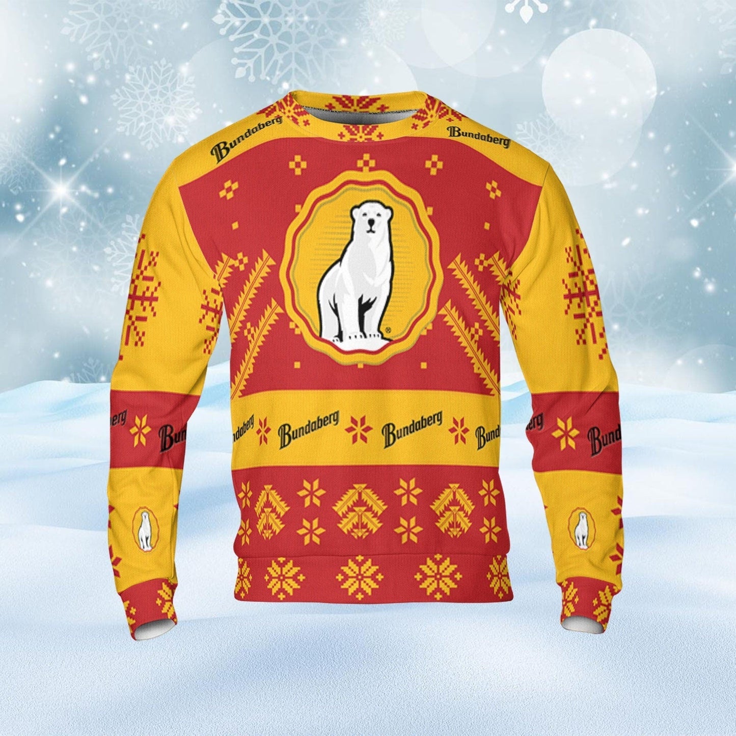 Bundaberg Ugly Sweater Snowflakes Beer Loves ugly Gift, Christmas Sweatshirt, Bundaberg ugly sweater gift for Dad - WeCustomit