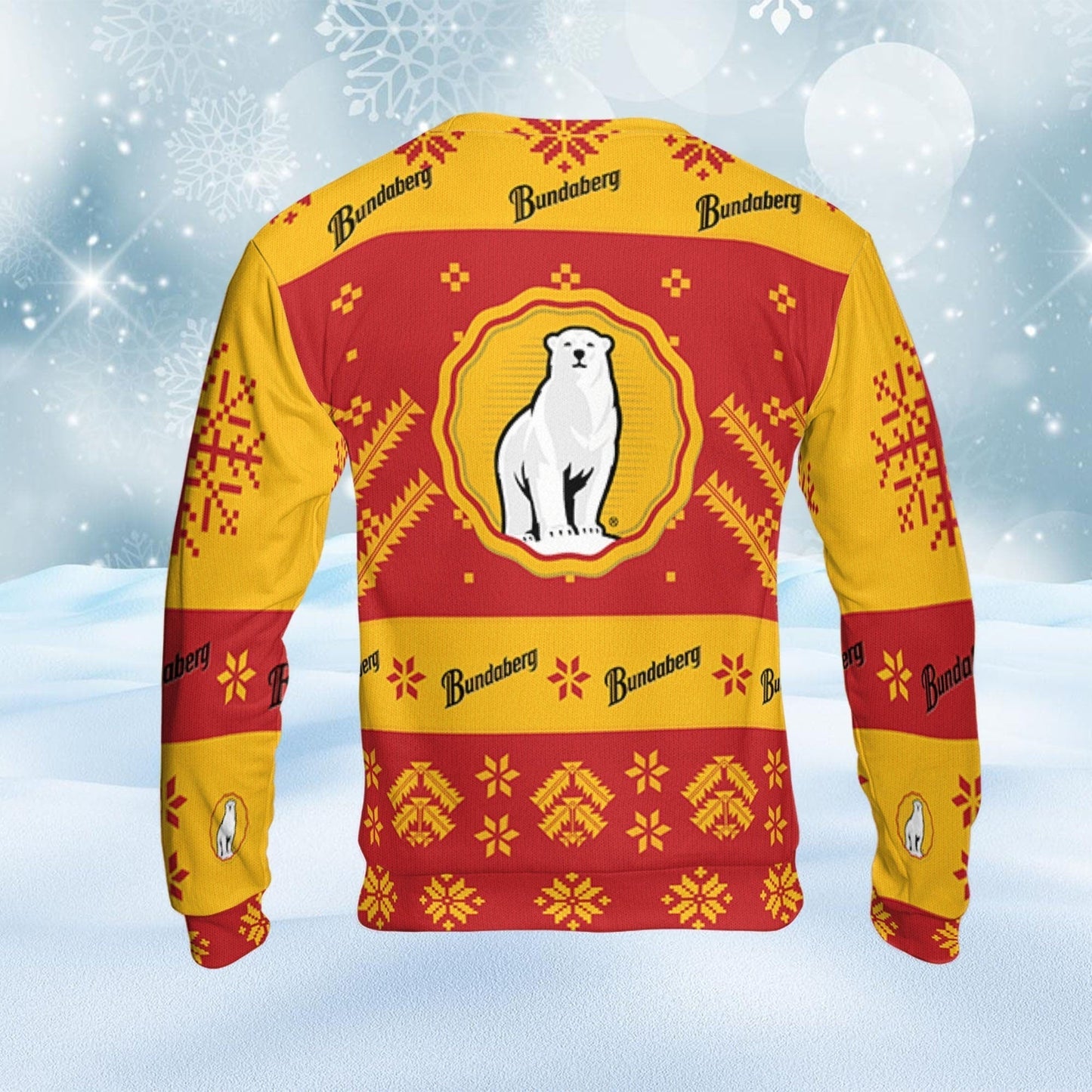 Bundaberg Ugly Sweater Snowflakes Beer Loves ugly Gift, Christmas Sweatshirt, Bundaberg ugly sweater gift for Dad - WeCustomit