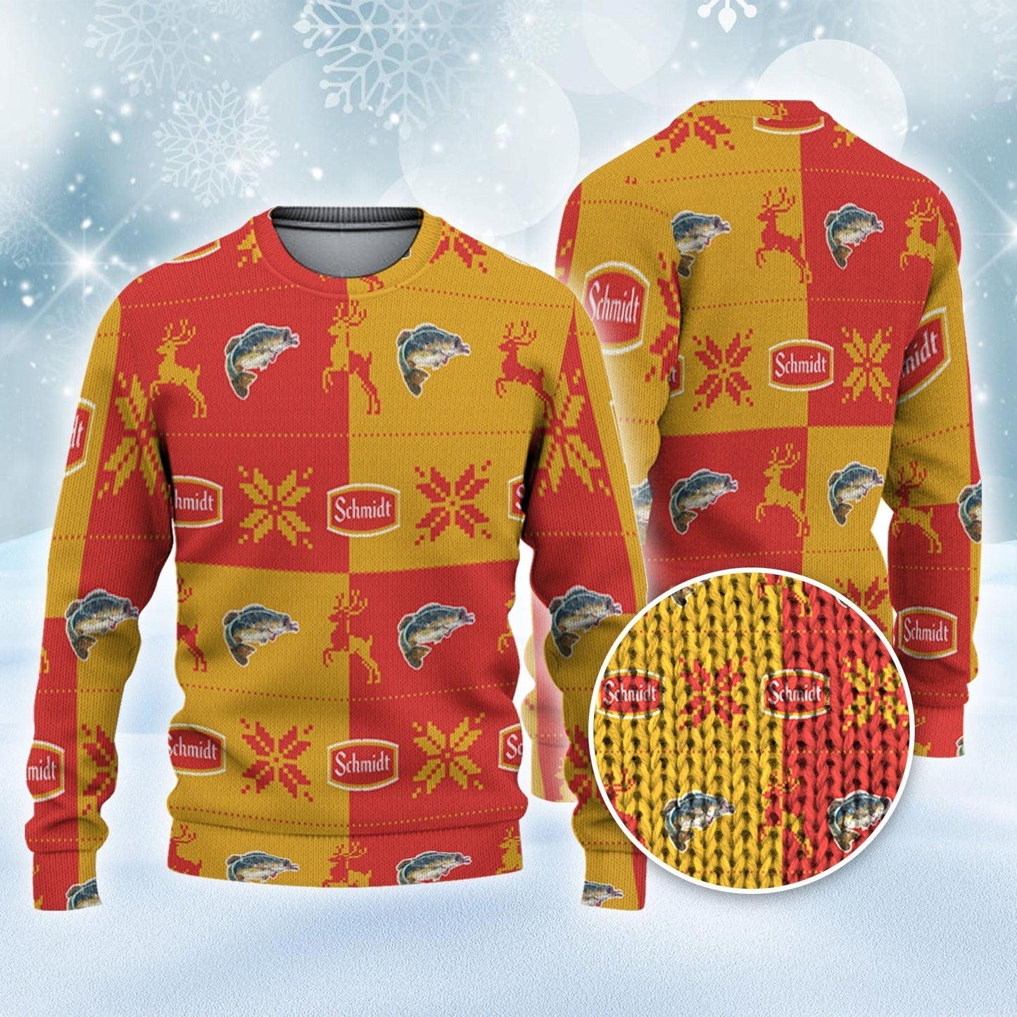 Schmidt Ugly Sweater Reindeer n Snowflakers Beer Loves ugly Gift, Reindeer Xmas Sweatshirt, Schmidt ugly sweater gift for Dad and Him - WeCustomit