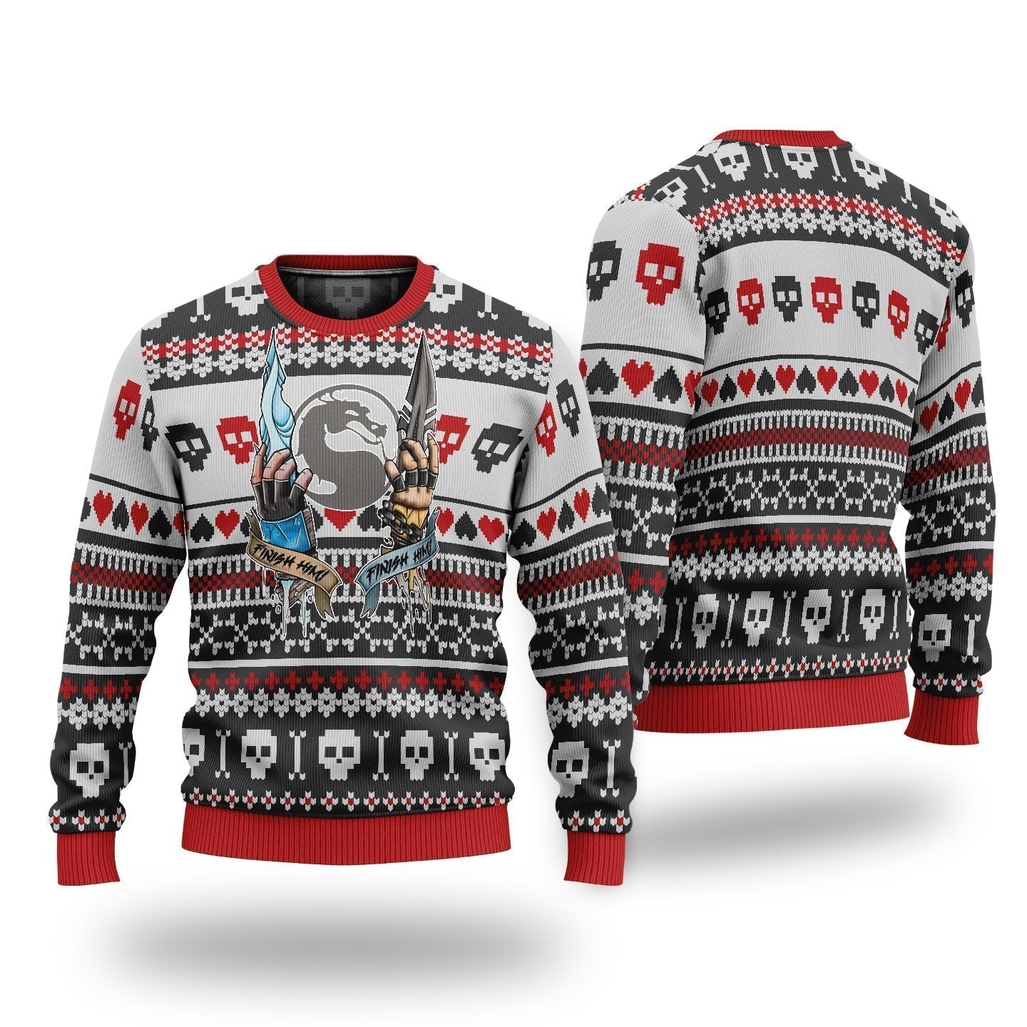 Mortal Kombat Finish Him Ugly Christmas Sweater, Christmas Sweater, Ugly Knitted Sweater, Christmas Sweatshirt. - WeCustomit
