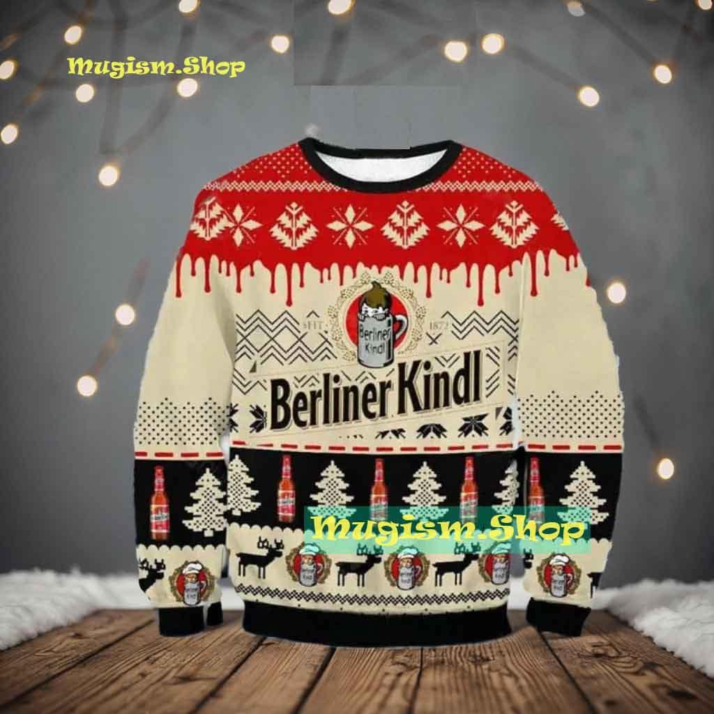 Berliner Kindl Beer Ugly Christmas Sweater Christmas 3D For Family Autumn Winter, Christmas Gifts For Friends, Family, Christmas Beer Lovers - WeCustomit