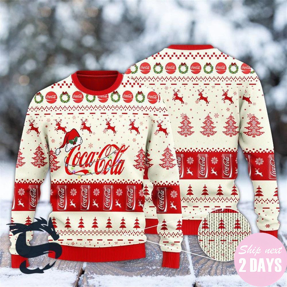 Coca Cola Reindeer Snowy Night Ugly Beer Sweater Ugly Sweatshirt Personalized Ugly Sweater - WeCustomit