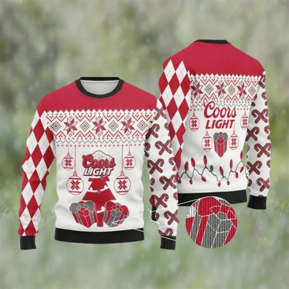 Coors Light Beer Ugly Sweater Faux Wool Sweater Christmas Gifts For Beer Lovers International Beer Day Best Christmas Gifts - WeCustomit