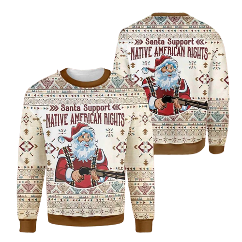 Native American Santa Ugly Christmas Sweater For Men & Women Christmas Gift Sweater US1221 - WeCustomit