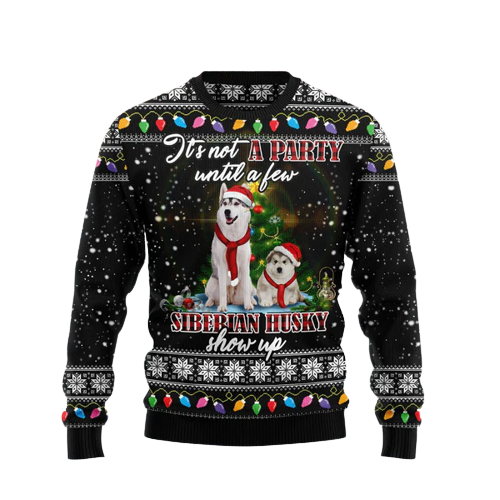 Husky Show Up Ugly Christmas Sweater For Men & Women Christmas Gift Sweater US3437 - WeCustomit