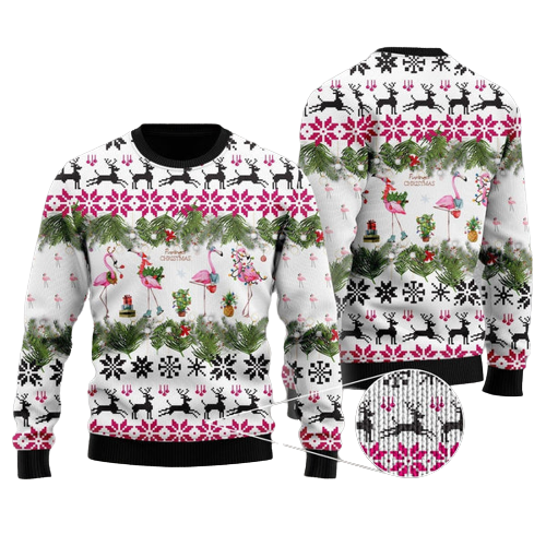 Flamingo Christmas Ugly Christmas Sweater For Men & Women Christmas Gift Sweater US1100 - WeCustomit