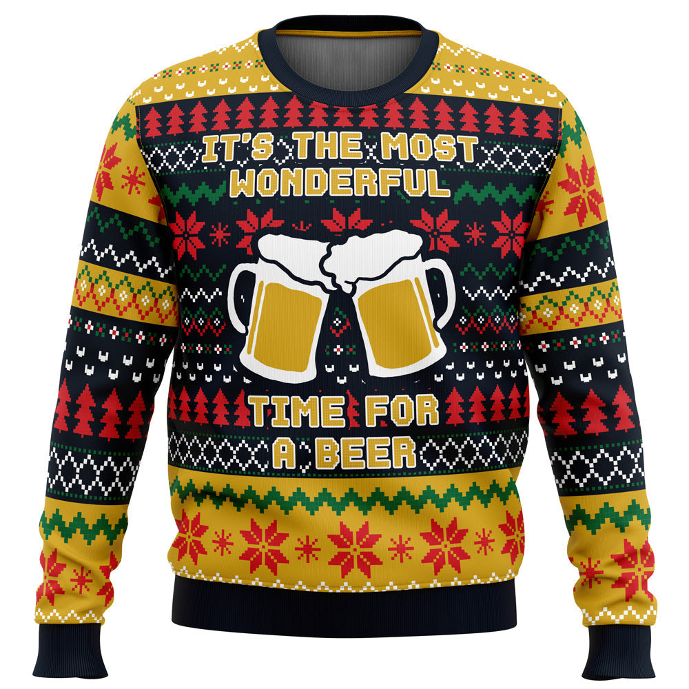 It's The Most Wonderful Time For A Beer Parody Ugly Christmas Sweater - WeCustomit
