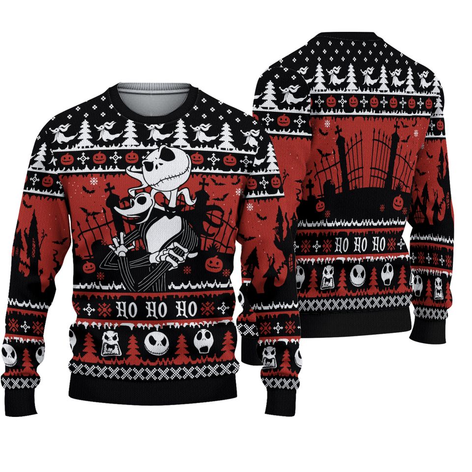 Jack and Zero Night Before Christmas Ugly Christmas Sweater For Men & Women Christmas Gift Sweater BH615 - WeCustomit