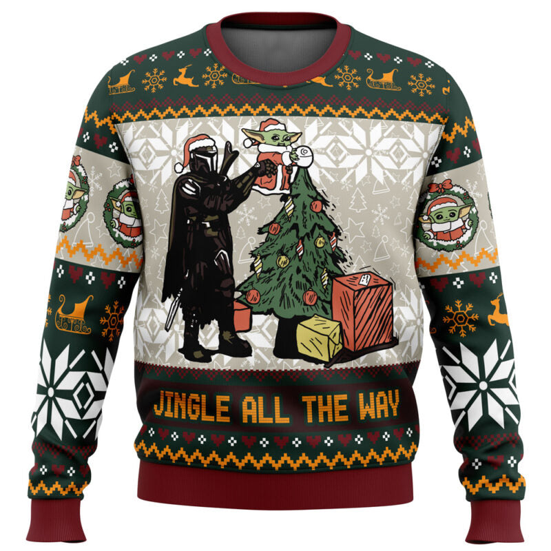 Jingle All The Way Mandalorian Star Wars Ugly Christmas Sweater - WeCustomit