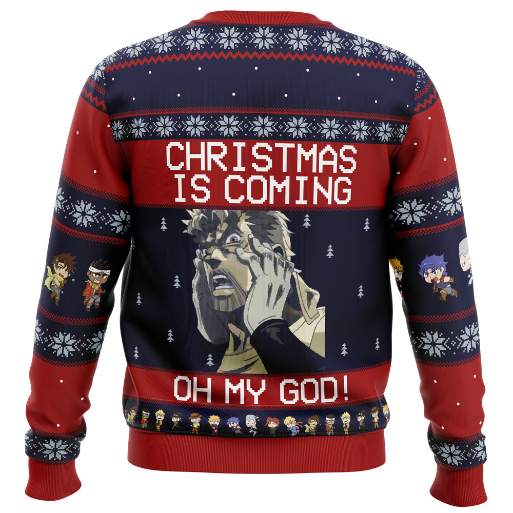 Jojo's Bizarre Adventure Joseph Joestar Oh My God Ugly Christmas Sweater - WeCustomit