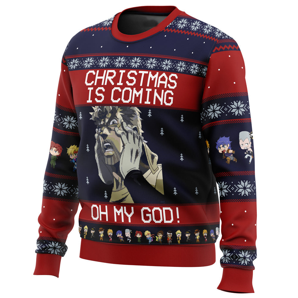Jojo's Bizarre Adventure Joseph Joestar Oh My God Ugly Christmas Sweater - WeCustomit