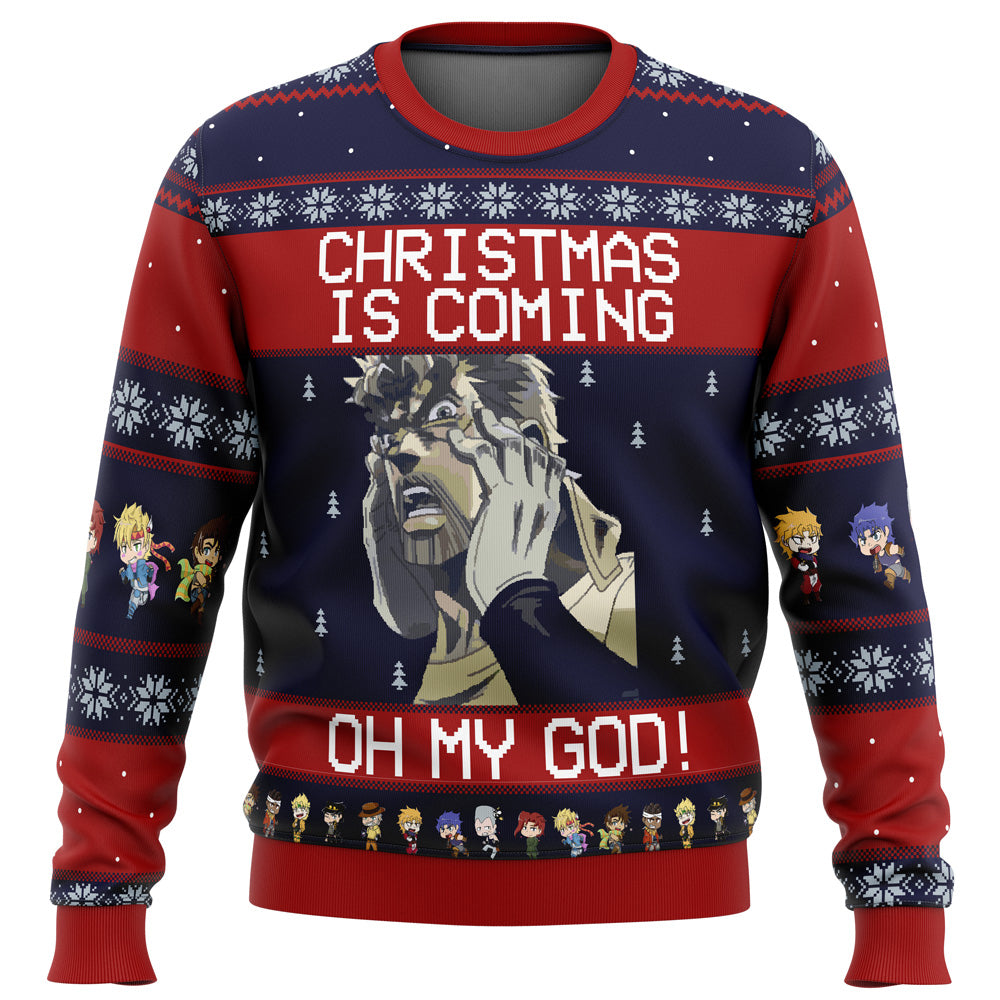 Jojo's Bizarre Adventure Joseph Joestar Oh My God Ugly Christmas Sweater - WeCustomit
