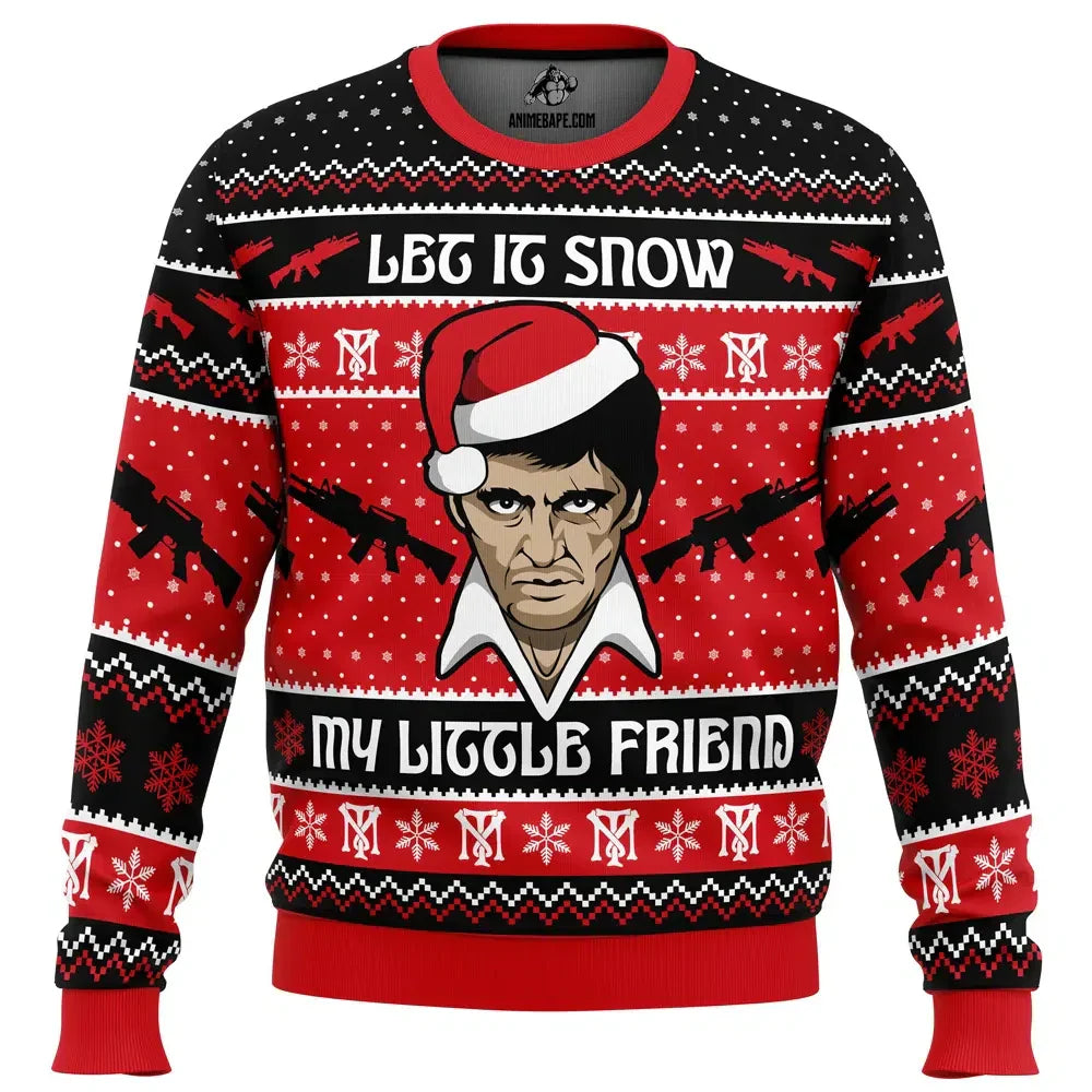 Let It Snow Scarface Ugly Christmas Sweater - WeCustomit