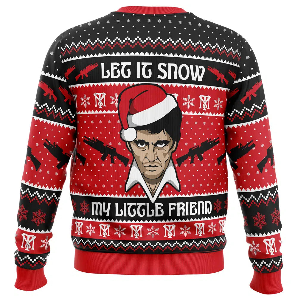 Let It Snow Scarface Ugly Christmas Sweater - WeCustomit
