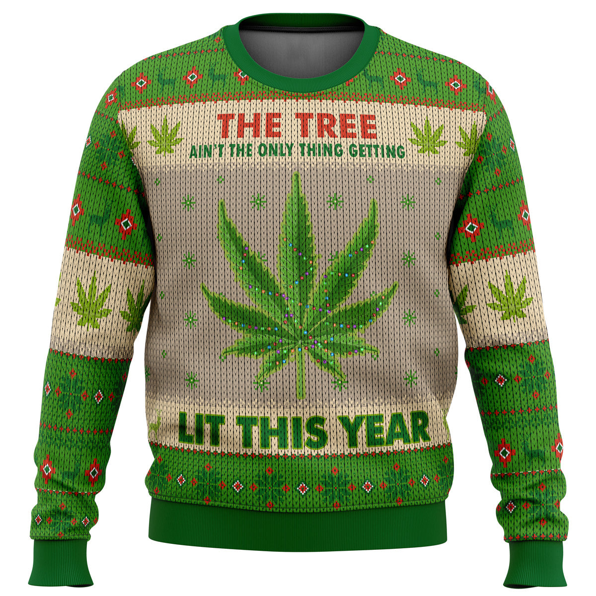 Lit This Year Weed Ugly Christmas Sweater - WeCustomit