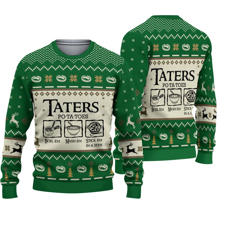 LOTR Lord Of The Rings Taters Potatoes Green Ugly Christmas Sweater For Men & Women Christmas Gift Sweater PT921 - WeCustomit