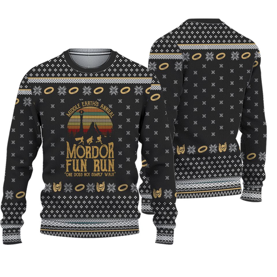 LOTR Middle Earths Annual Mordor Fun Run Ugly Christmas Sweater For Men & Women Christmas Gift Sweater PT926 - WeCustomit