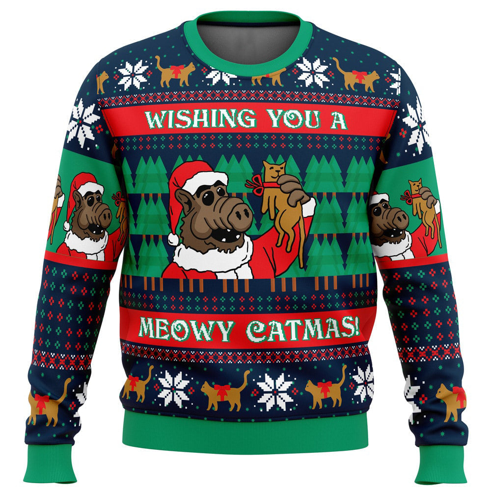Meowy Catmas Alf Ugly Christmas Sweater - WeCustomit