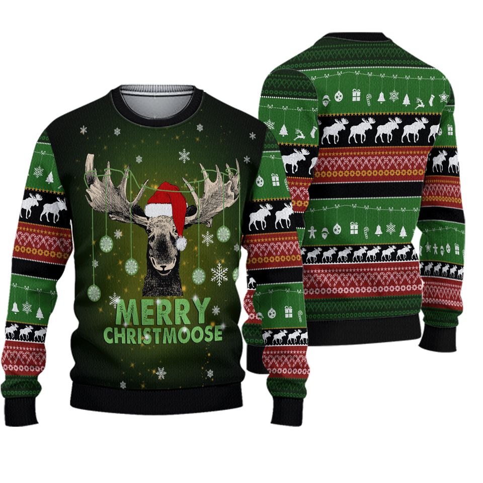 Merry ChristMoose Ugly Christmas Sweater For Men & Women Christmas Gift Sweater BH635 - WeCustomit
