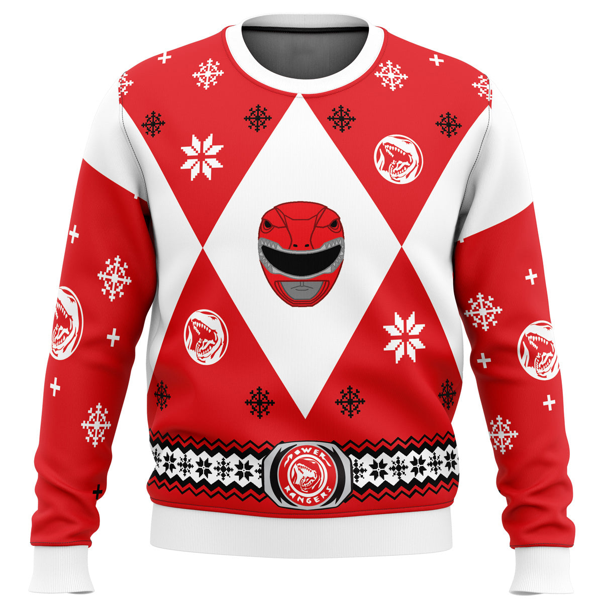 Mighty Morphin Power Rangers Red Ugly Christmas Sweater - WeCustomit