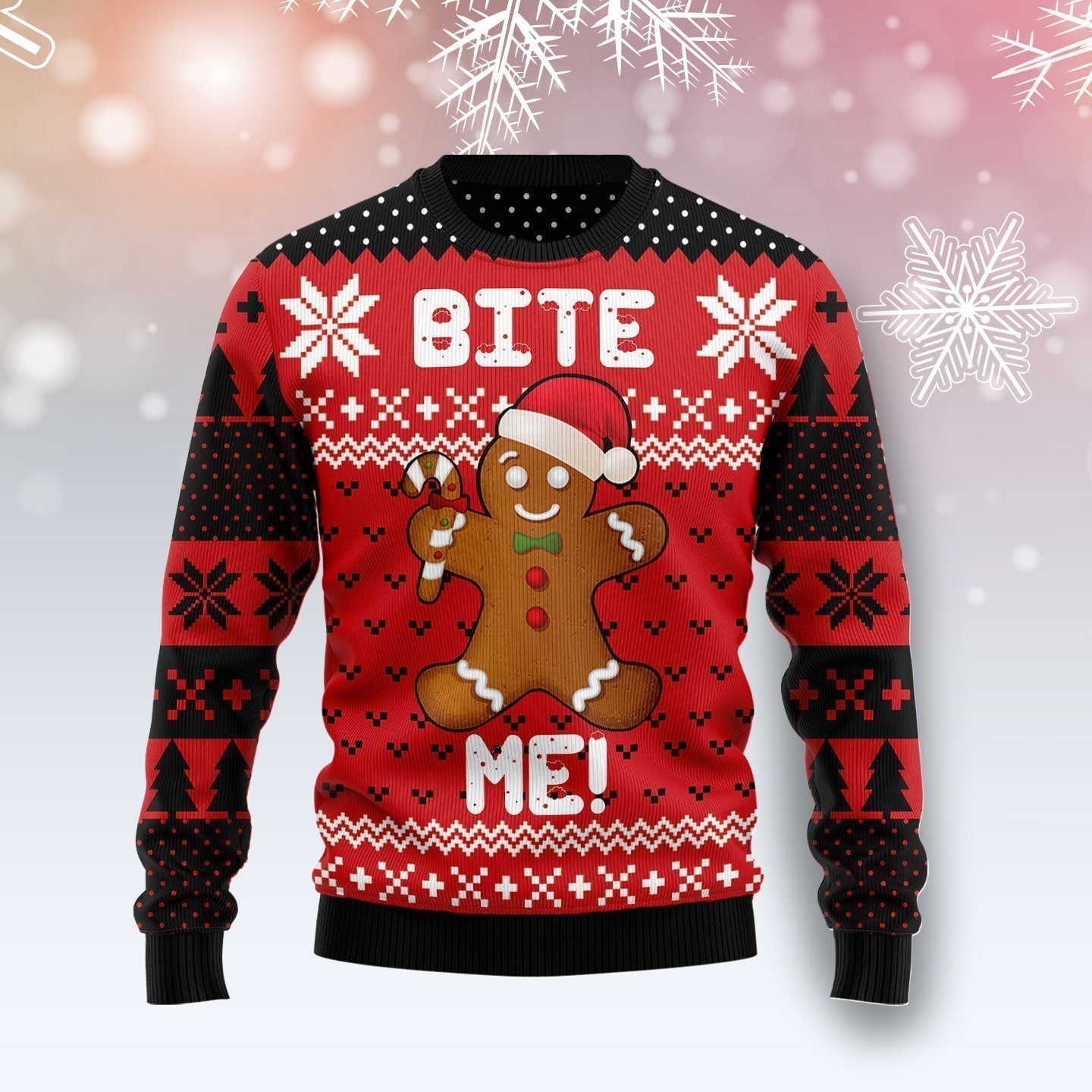 Christmas Bite Me Ugly Christmas Sweater For Men & Women Christmas Gift Sweater US1934 - WeCustomit