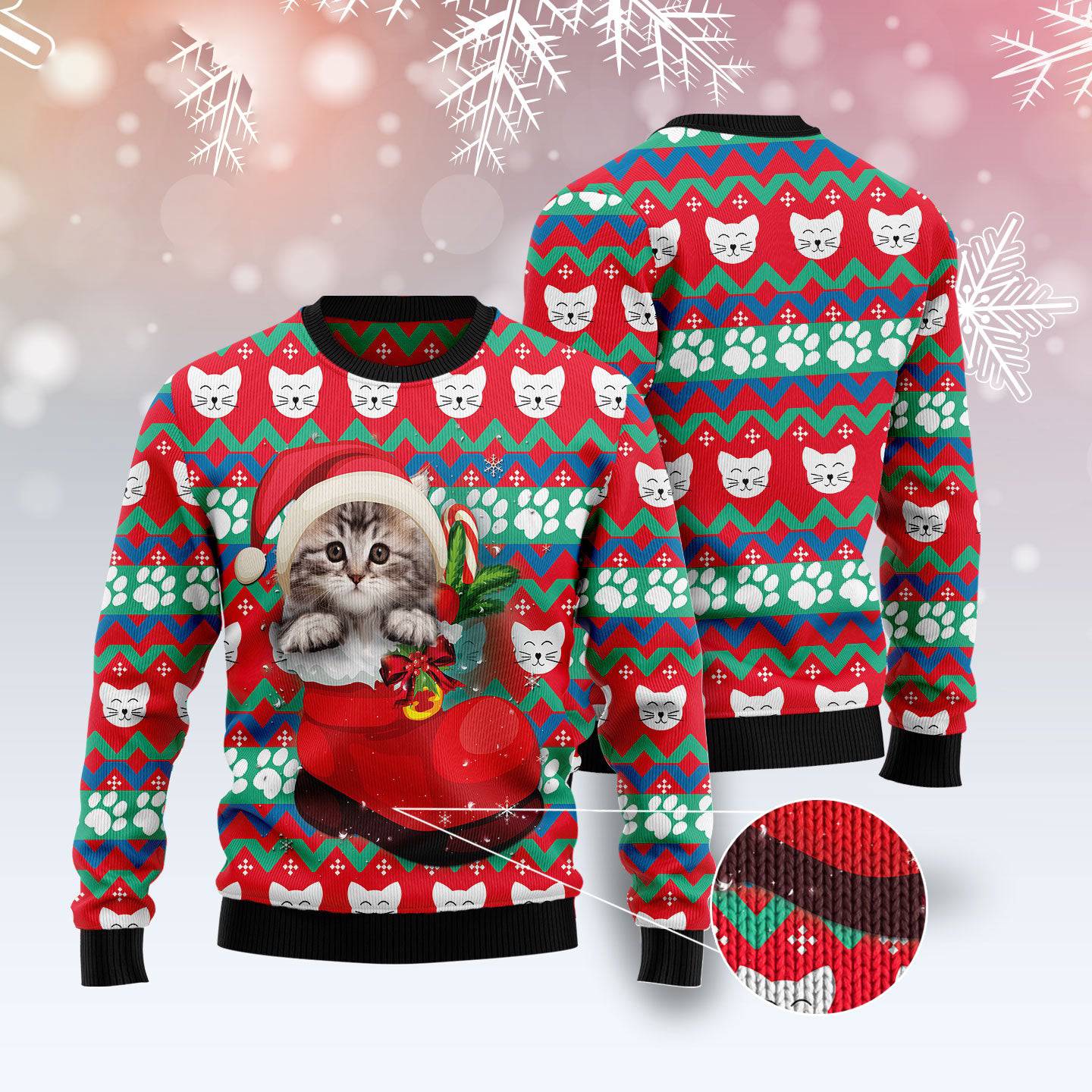 Cat Socks Ugly Christmas Sweater For Men & Women Christmas Gift Sweater US2390 - WeCustomit