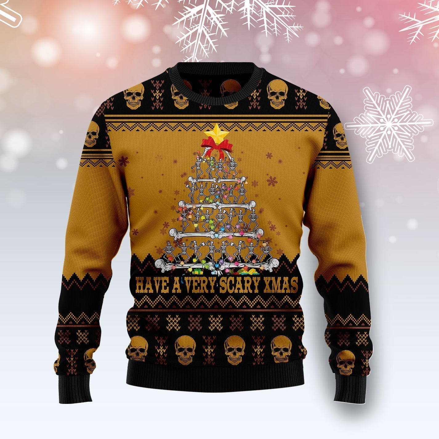 Skull Very Scary Xmas Ugly Christmas Sweater For Men & Women Christmas Gift Sweater US3610 - WeCustomit