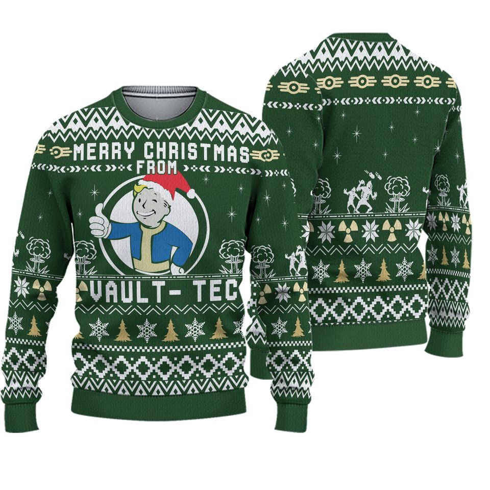 Merry Christmas From Vault Tec Falllout Ugly Christmas Sweater For Men & Women Christmas Gift Sweater PT965 - WeCustomit