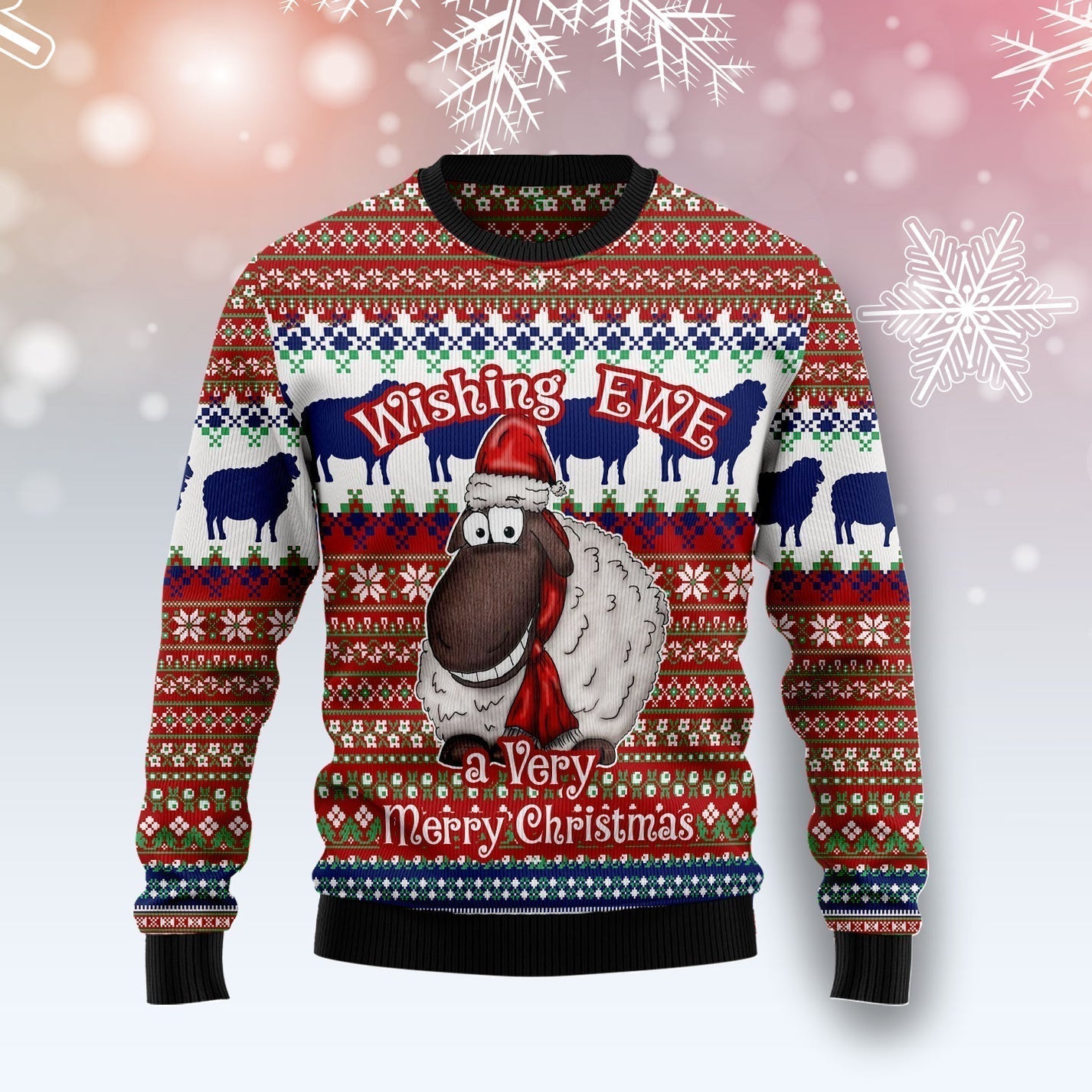 Sheep Wishing EWE Ugly Christmas Sweater For Men & Women Christmas Gift Sweater US3345 - WeCustomit