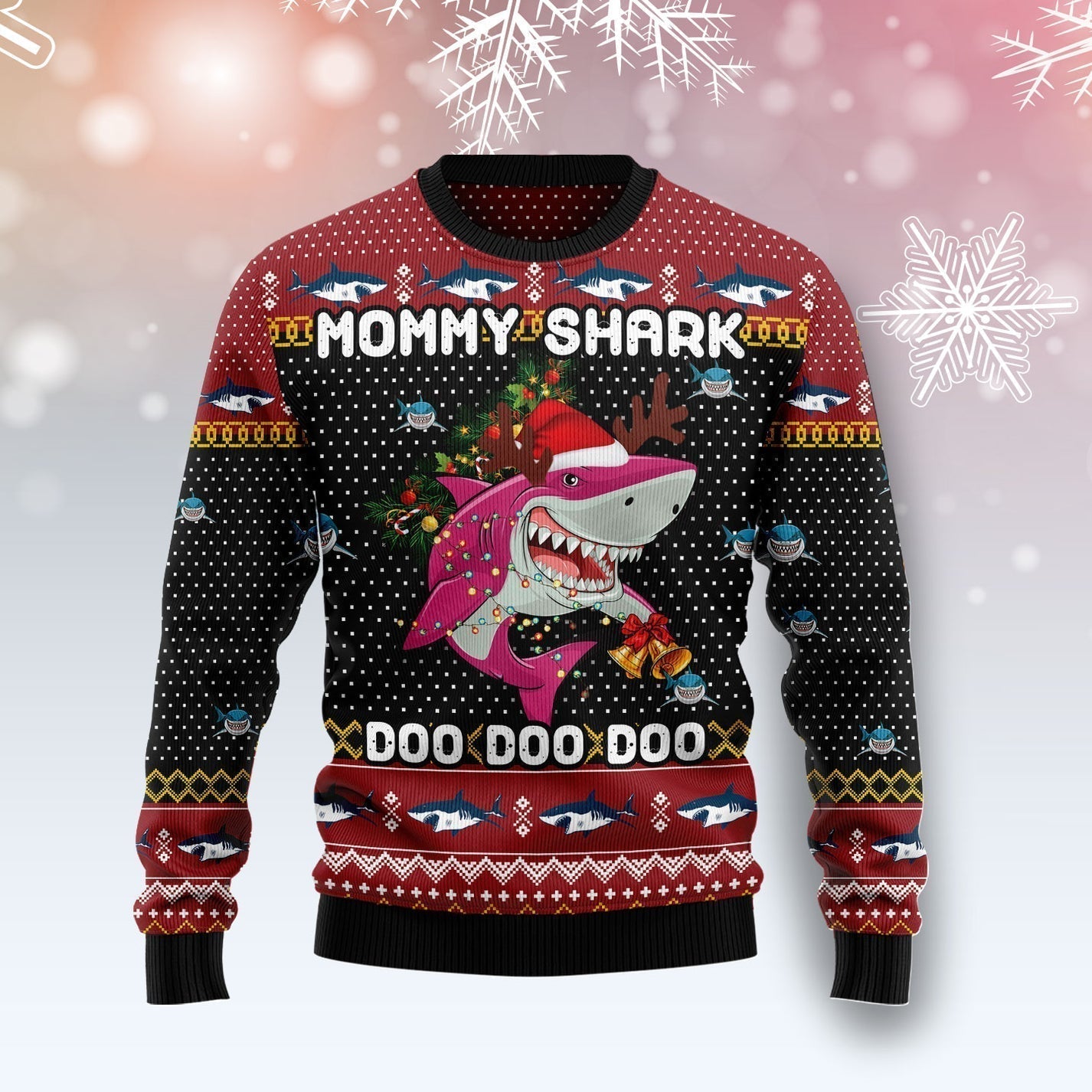 Mommy Shark Christmas Ugly Christmas Sweater For Men & Women Christmas Gift Sweater US3335 - WeCustomit