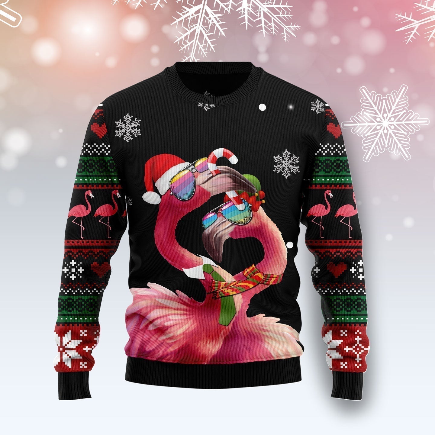 Flamingo Couple Ugly Christmas Sweater For Men & Women Christmas Gift Sweater US2129 - WeCustomit