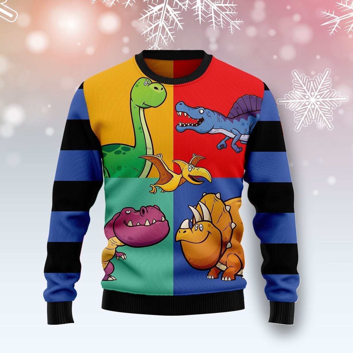Dinosaur Color Ugly Christmas Sweater For Men & Women Christmas Gift Sweater US3176 - WeCustomit
