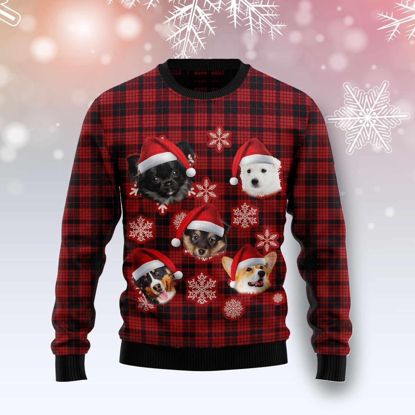 Dog Christmas Snowflake Ugly Christmas Sweater For Men & Women Christmas Gift Sweater US2889 - WeCustomit