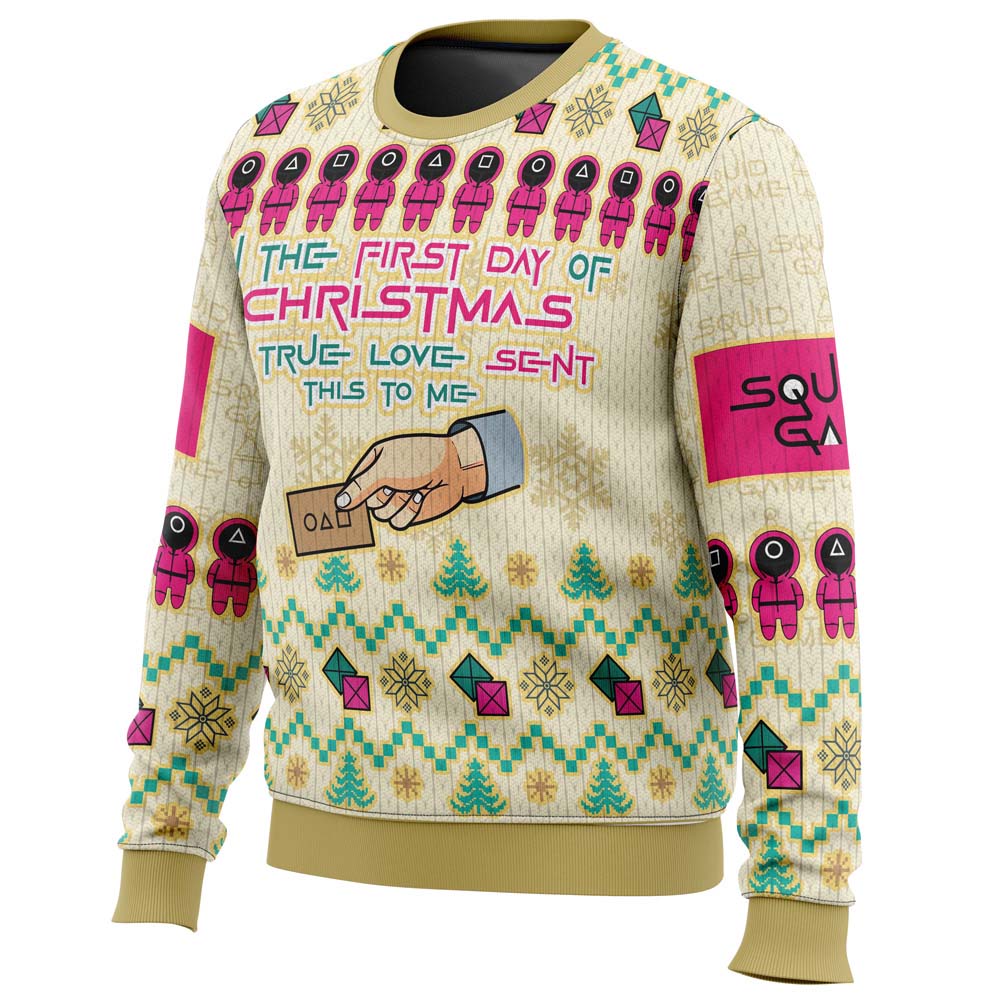 On the First Day of Christmas Squid Game Christmas Sweater - WeCustomit